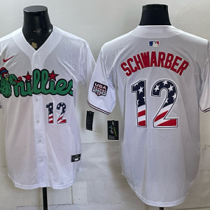 Phillies #12 Kyle Schwarber Assorted USA Flag Baseball Jersey New Cool Base Stitched MLB Jersey KK030 – 2026–27