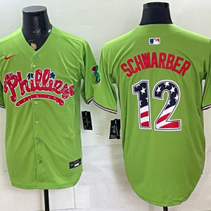 Phillies #12 Kyle Schwarber Assorted USA Flag Baseball Jersey New Cool Base Stitched MLB Jersey KK031 – 2026–27