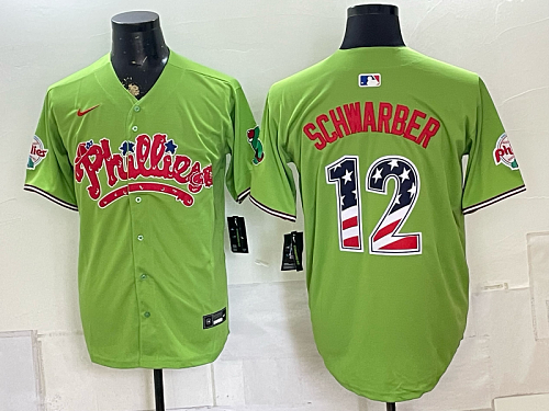 Phillies #12 Kyle Schwarber Assorted USA Flag Baseball Jersey New Cool Base Stitched MLB Jersey KK031 – 2026–27