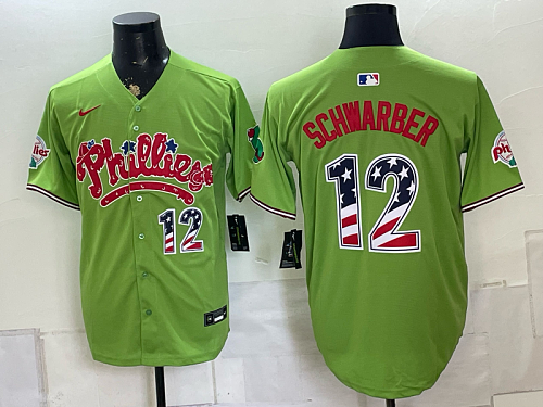 Phillies #12 Kyle Schwarber Assorted USA Flag Baseball Jersey New Cool Base Stitched MLB Jersey KK032 – 2026–27