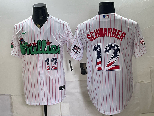 Phillies #12 Kyle Schwarber Assorted USA Flag Baseball Jersey New Cool Base Stitched MLB Jersey KK034 – 2026–27