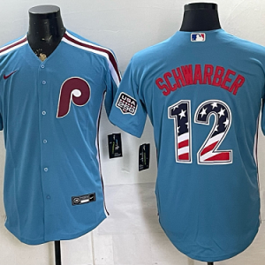 Phillies #12 Kyle Schwarber Assorted USA Flag Baseball Jersey New Cool Base Stitched MLB Jersey KK035 – 2026–27