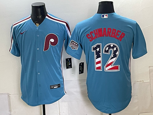 yp250665319-035 Phillies #12 Kyle Schwarber Assorted USA Flag Baseball Jersey New Cool Base Stitched MLB Jersey KK035 – 2026–27