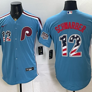 Phillies #12 Kyle Schwarber Assorted USA Flag Baseball Jersey New Cool Base Stitched MLB Jersey KK036 – 2026–27