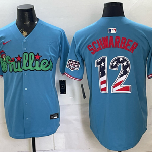 Phillies #12 Kyle Schwarber Assorted USA Flag Baseball Jersey New Cool Base Stitched MLB Jersey KK037 – 2026–27