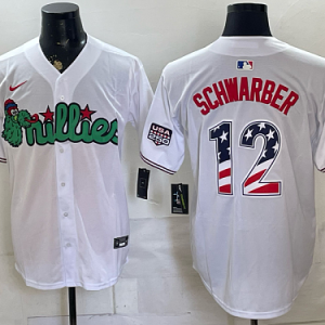 Phillies #12 Kyle Schwarber Assorted USA Flag Baseball Jersey New Cool Base Stitched MLB Jersey KK039 – 2026–27