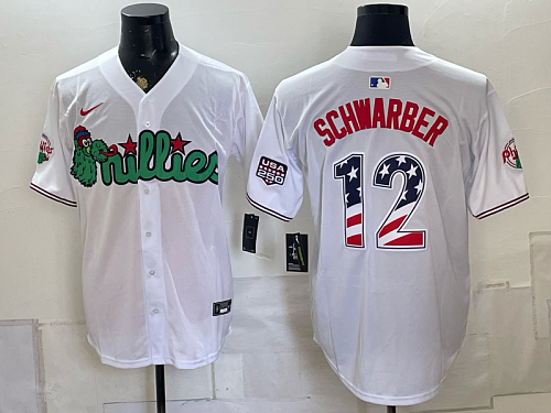 Phillies #12 Kyle Schwarber Assorted USA Flag Baseball Jersey New Cool Base Stitched MLB Jersey KK039 – 2026–27