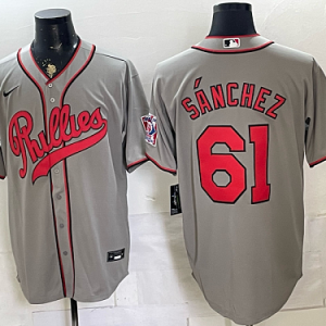 yp250665319-040 Phillies #61 Cristopher Sánchez Gray USA Flag Baseball Jersey New Cool Base Stitched MLB Jersey KK040 – 2026–27