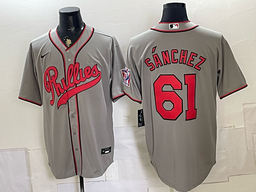 Phillies #61 Cristopher Sánchez Gray USA Flag Baseball Jersey New Cool Base Stitched MLB Jersey KK041 – 2026–27