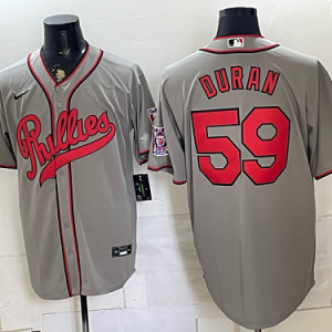 Phillies #59 Jhoan Duran Gray USA Flag Baseball Jersey New Cool Base Stitched MLB Jersey KK043 – 2026–27