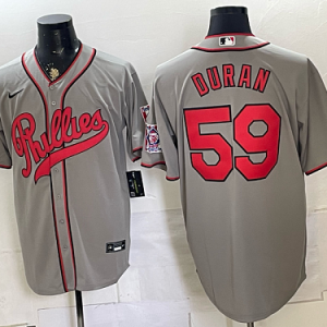 Phillies #59 Jhoan Duran Gray USA Flag Baseball Jersey New Cool Base Stitched MLB Jersey KK044 – 2026–27
