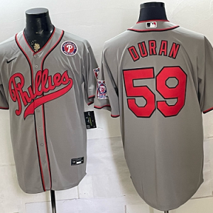 Phillies #59 Jhoan Duran Gray USA Flag Baseball Jersey New Cool Base Stitched MLB Jersey KK045 – 2026–27