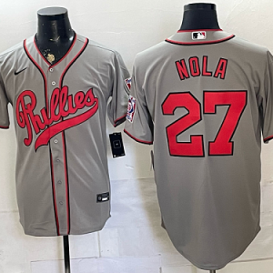 Phillies #27 Aaron Nola Gray USA Flag Baseball Jersey New Cool Base Stitched MLB Jersey KK012 – 2026–27