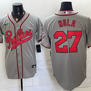 Phillies #27 Aaron Nola Gray USA Flag Baseball Jersey New Cool Base Stitched MLB Jersey KK013 – 2026–27