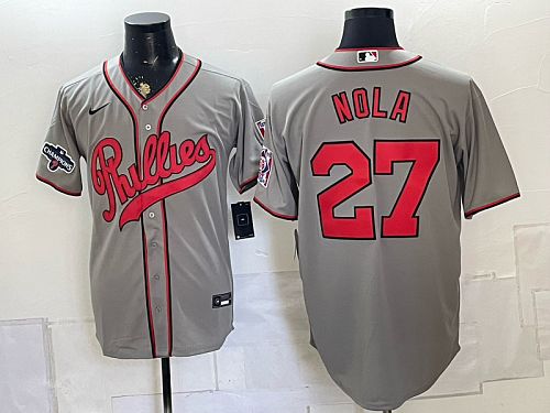 Phillies #27 Aaron Nola Gray USA Flag Baseball Jersey New Cool Base Stitched MLB Jersey KK013 – 2026–27