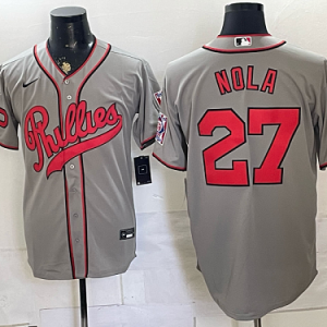 Phillies #27 Aaron Nola Gray USA Flag Baseball Jersey New Cool Base Stitched MLB Jersey KK014 – 2026–27