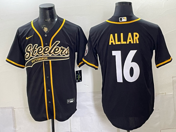yp251044769-003 Steelers #16 Drew Allar Black and Gold Baseball-Style Football Jersey Men’s Stitched NFL Elite Jersey KK003 – 2026–27