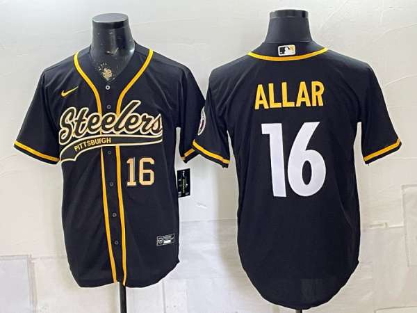 yp251044769-004 Steelers #16 Drew Allar Black and Gold Baseball-Style Football Jersey Men’s Stitched NFL Elite Jersey KK004 – 2026–27
