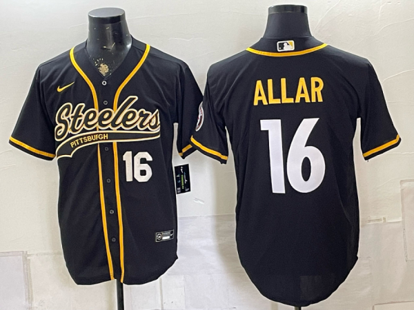 yp251044769-005 Steelers #16 Drew Allar Black and Gold Baseball-Style Football Jersey Men’s Stitched NFL Elite Jersey KK005 – 2026–27