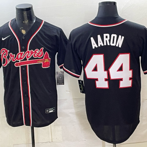 Braves #44 Hank Aaron Black Throwback Baseball Jersey New Cool Base Stitched MLB Jersey KK009 – 2026–27