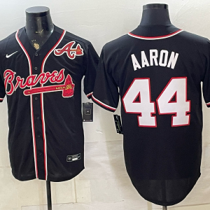 Braves #44 Hank Aaron Black Throwback Baseball Jersey New Cool Base Stitched MLB Jersey KK010 – 2026–27
