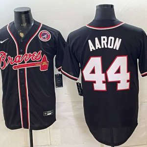 Braves #44 Hank Aaron Black Throwback Baseball Jersey New Cool Base Stitched MLB Jersey KK011 – 2026–27