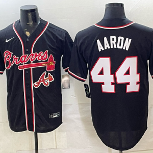 Braves #44 Hank Aaron Black Throwback Baseball Jersey New Cool Base Stitched MLB Jersey KK012 – 2026–27
