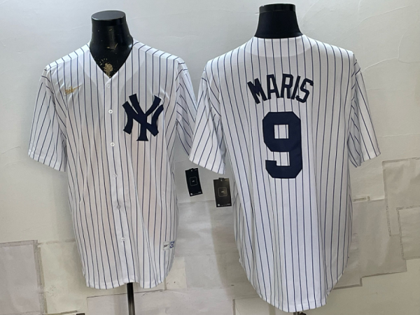 Yankees #9 Roger Maris White Pinstripe Throwback Baseball Jersey New Cool Base Stitched MLB Jersey KK016 – 2026–27