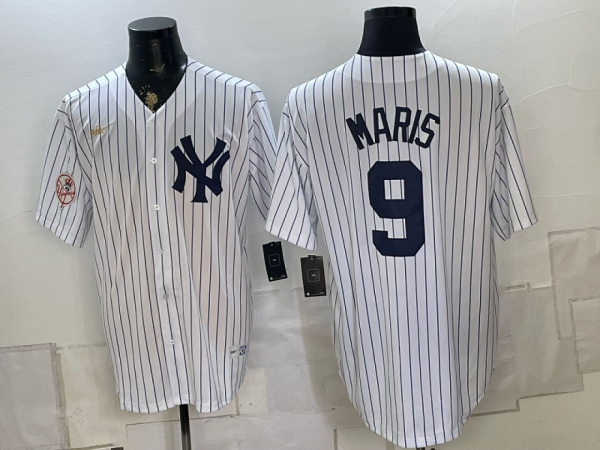 Yankees #9 Roger Maris White Pinstripe Throwback Baseball Jersey New Cool Base Stitched MLB Jersey KK017 – 2026–27