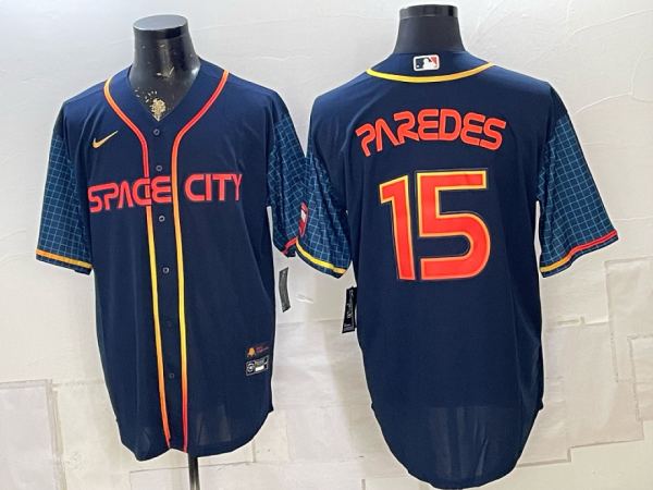 Astros #15 Isaac Paredes Navy Blue Space City Baseball Jersey New Cool Base Stitched MLB Jersey KK021 – 2026–27