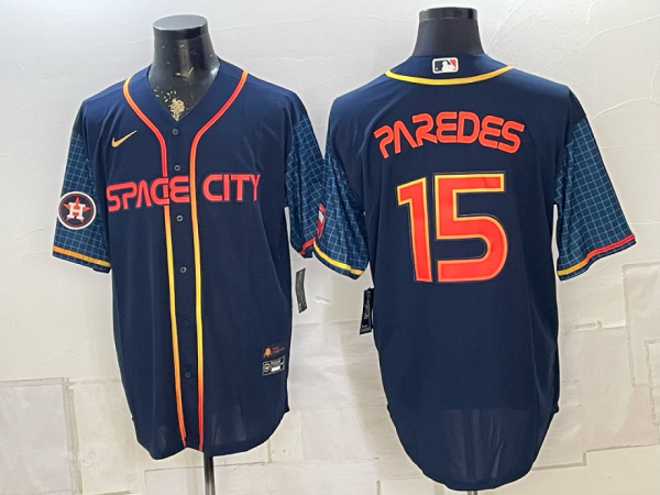 Astros #15 Isaac Paredes Navy Blue Space City Baseball Jersey New Cool Base Stitched MLB Jersey KK022 – 2026–27