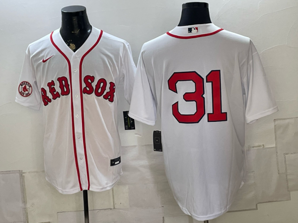 yp251044769-027 Red Sox #31 White Home Baseball Jersey New Cool Base Stitched MLB Jersey KK027 – 2026–27