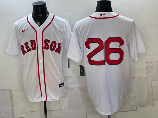 yp251044769-030 Red Sox #26 White Home Baseball Jersey New Cool Base Stitched MLB Jersey KK030 – 2026–27