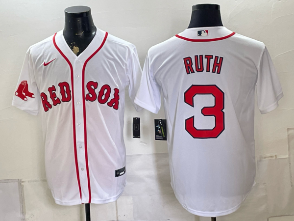 Red Sox #3 Babe Ruth White Throwback Baseball Jersey New Cool Base Stitched MLB Jersey KK036 – 2026–27