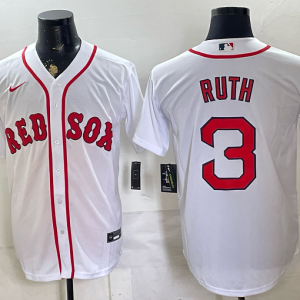 Red Sox #3 Babe Ruth White Throwback Baseball Jersey New Cool Base Stitched MLB Jersey KK037 – 2026–27