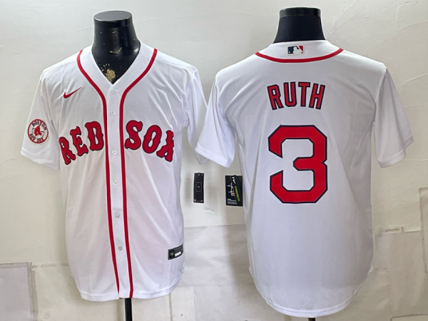 Red Sox #3 Babe Ruth White Throwback Baseball Jersey New Cool Base Stitched MLB Jersey KK037 – 2026–27