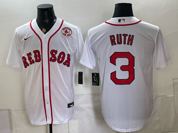 Red Sox #3 Babe Ruth White Throwback Baseball Jersey New Cool Base Stitched MLB Jersey KK038 – 2026–27