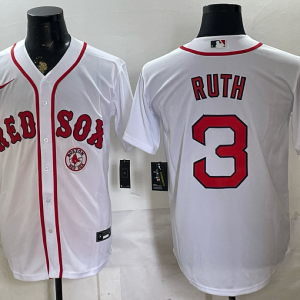 Red Sox #3 Babe Ruth White Throwback Baseball Jersey New Cool Base Stitched MLB Jersey KK039 – 2026–27