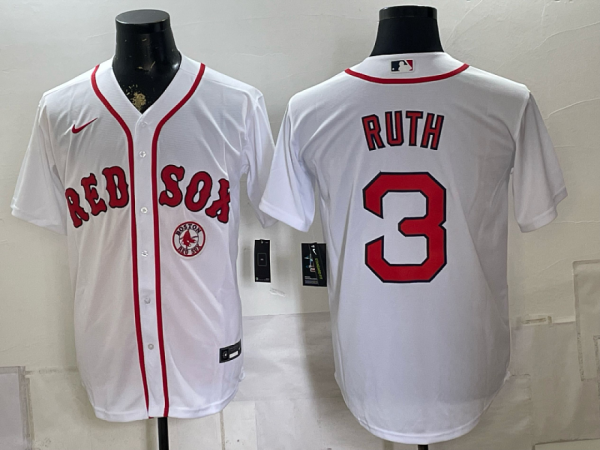 Red Sox #3 Babe Ruth White Throwback Baseball Jersey New Cool Base Stitched MLB Jersey KK039 – 2026–27
