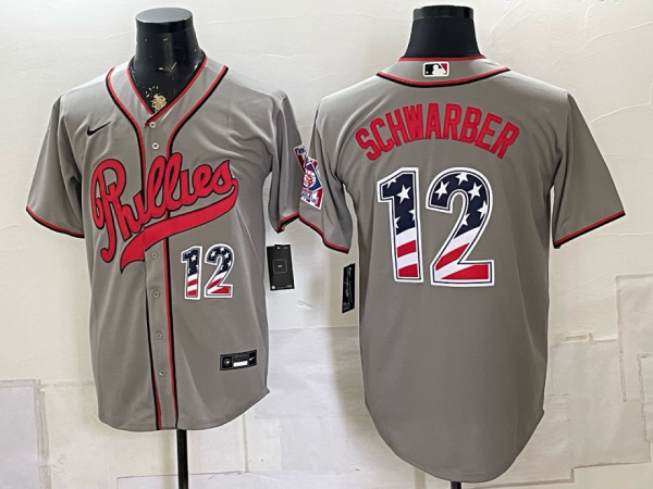 yp251044769-040 Phillies #12 Kyle Schwarber Gray USA Flag Baseball Jersey New Cool Base Stitched MLB Jersey KK040 – 2026–27