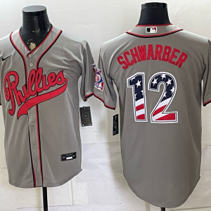 yp251044769-041 Phillies #12 Kyle Schwarber Gray USA Flag Baseball Jersey New Cool Base Stitched MLB Jersey KK041 – 2026–27