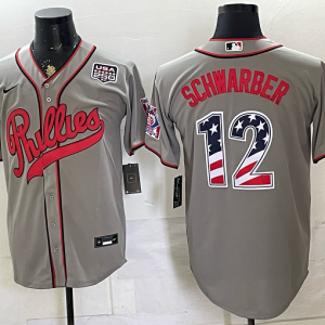 yp251044769-042 Phillies #12 Kyle Schwarber Gray USA Flag Baseball Jersey New Cool Base Stitched MLB Jersey KK042 – 2026–27