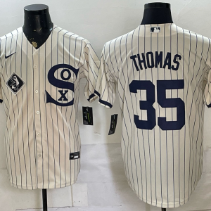 yp251173350-007 White Sox #35 Frank Thomas Cream Pinstripe Throwback Baseball Jersey Patch Style 04 New Cool Base Stitched MLB Jersey KKP007 – 2026–27