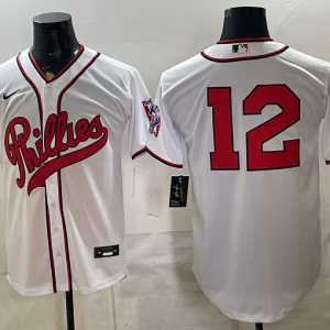 yp251173350-019 Phillies #12 White Throwback Baseball Jersey New Cool Base Stitched MLB Jersey KKP019 – 2026–27