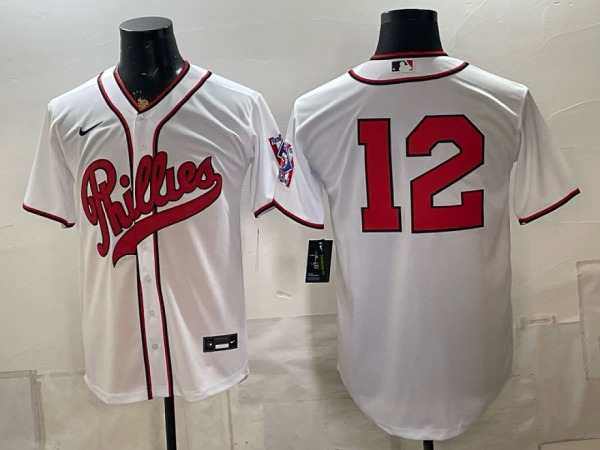 Phillies #12 White Throwback Baseball Jersey New Cool Base Stitched MLB Jersey KKP019 – 2026–27