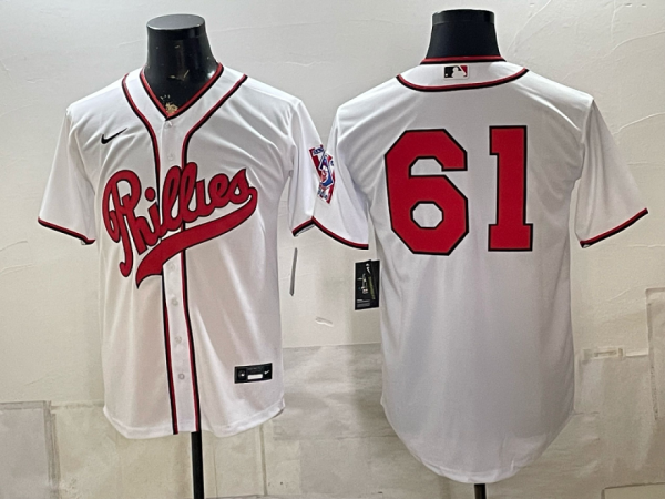 yp251173350-021 Phillies #61 White Throwback Baseball Jersey New Cool Base Stitched MLB Jersey KKP021 – 2026–27