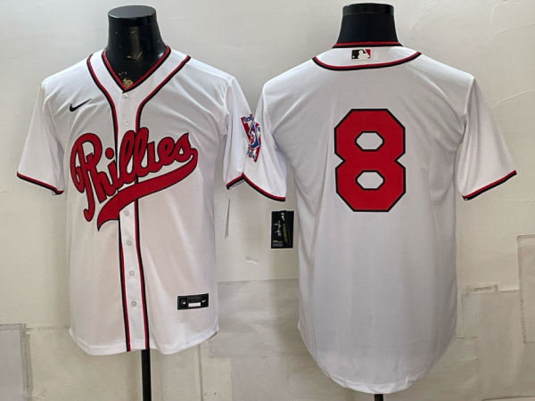 Phillies #8 White Throwback Baseball Jersey New Cool Base Stitched MLB Jersey KKP029 – 2026–27