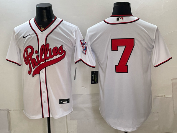Phillies #7 White Throwback Baseball Jersey New Cool Base Stitched MLB Jersey KKP030 – 2026–27