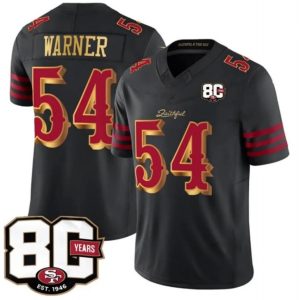49ers #54 Fred Warner Black 80th Anniversary Football Jersey Men’s Stitched NFL Elite Jersey KKF002 – 2026–27