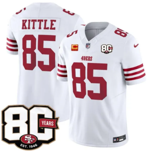49ers #85 George Kittle White 80th Anniversary Football Jersey Men’s Stitched NFL Elite Jersey KKF003 – 2026–27